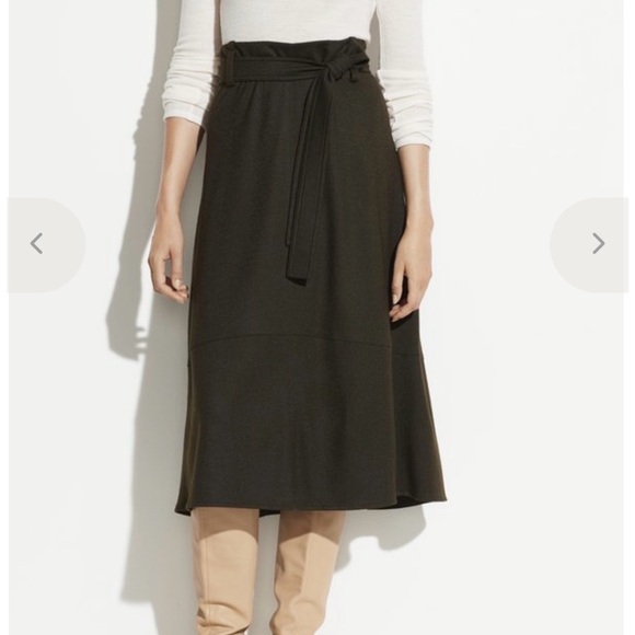 Vince Dresses & Skirts - Vince Olive Green Wool Belted Skirt size 6
